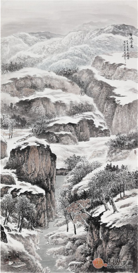 资讯 居家 正文 画家李国胜雪景山水作品欣赏一, 这幅《雪城清泉》