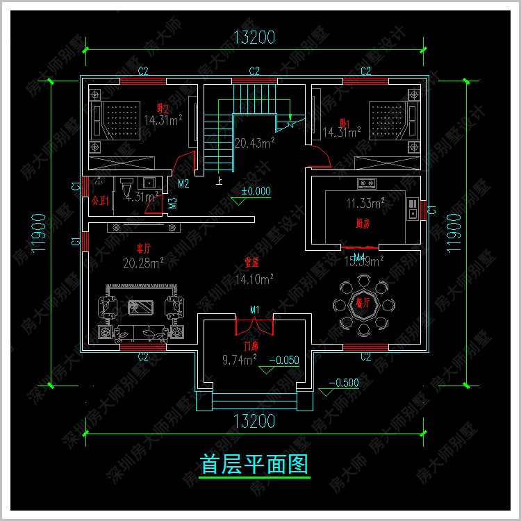 欧式三层别墅设计图平面图