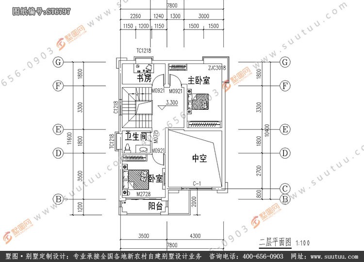 占地8x12三层复式带露台自建别墅设计全套施工图