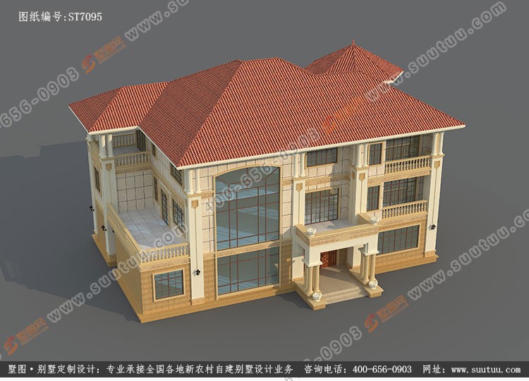 占地22x15三层带露台自建别墅设计全套施工图