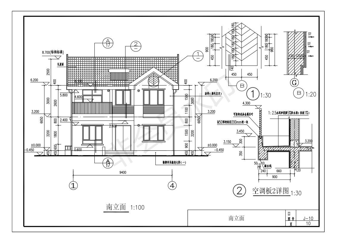 欧式二层别墅设计图施工图