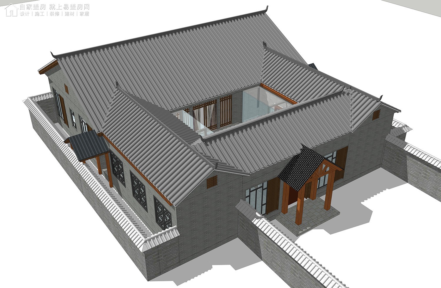 图纸库 > 占地16x18一层自建四合院设计全套施工图  包邮 图纸价格