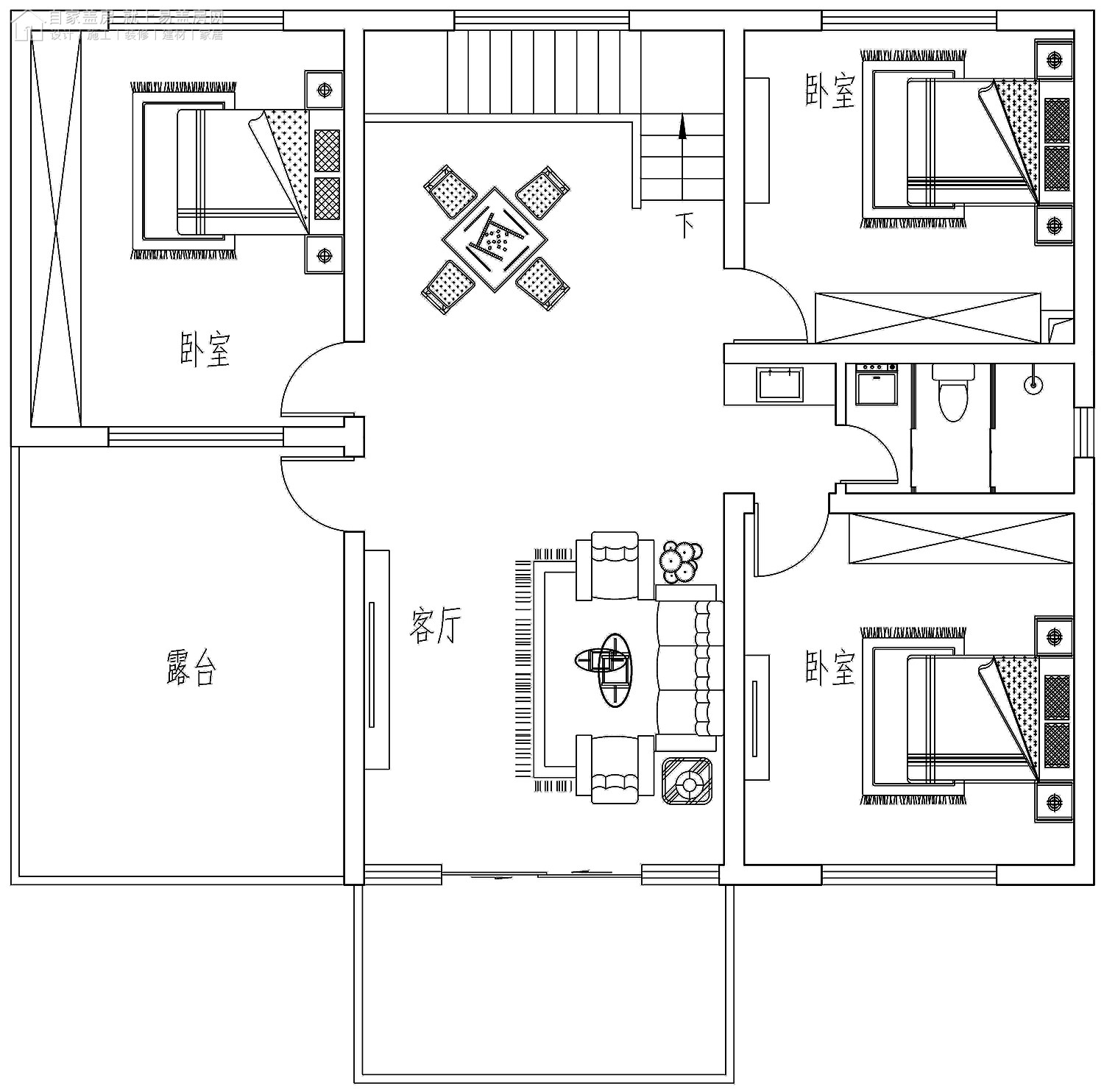 占地13x10二层带露台车库自建别墅设计全套施工图 住宅在线