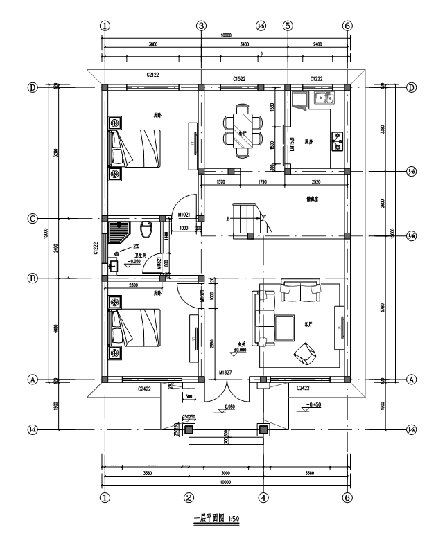 占地10x12三层带露台自建别墅设计全套施工图