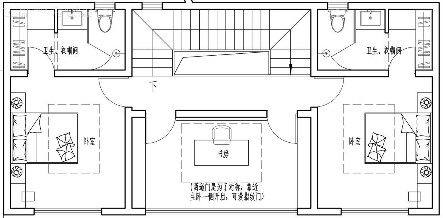 【中式二层别墅设计图】占地18x18二层自建三合院设计