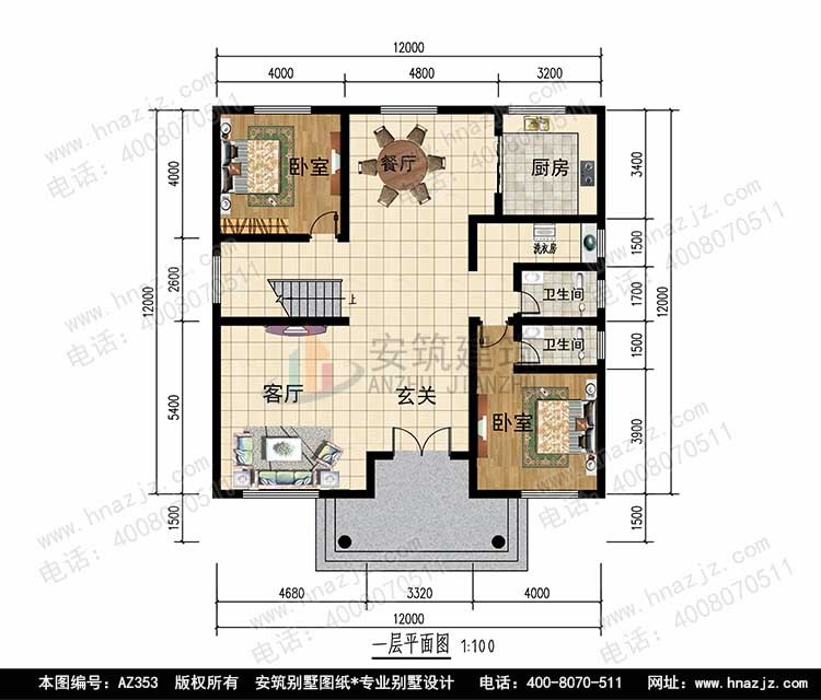 二层农村建房107平方房子设计图