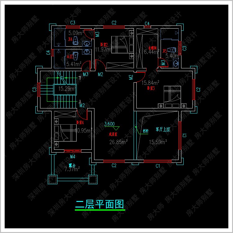 【豪華氣派】四層11室5廳歐式別墅圖紙 佔地14.3x14.