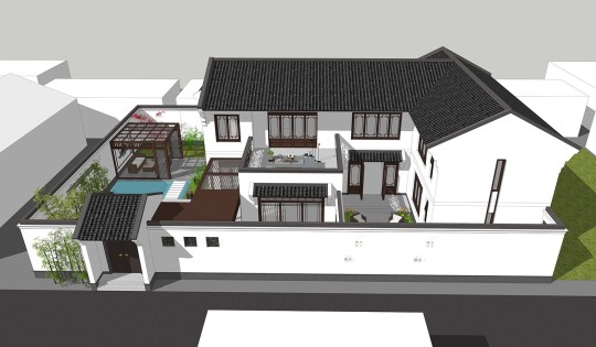 中式二层别墅设计图效果图