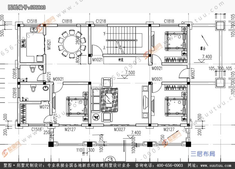 佔地9x11四層大氣農村自建房設計圖紙