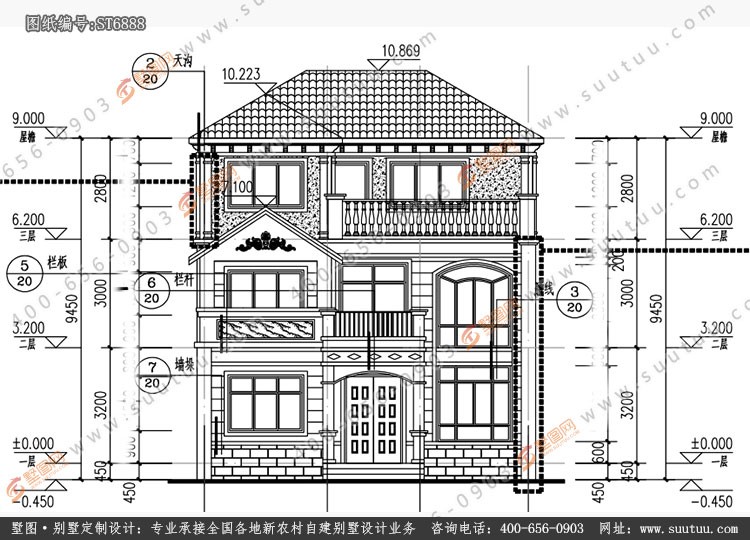 9x13三层简欧风格自建别墅设计全套施工图