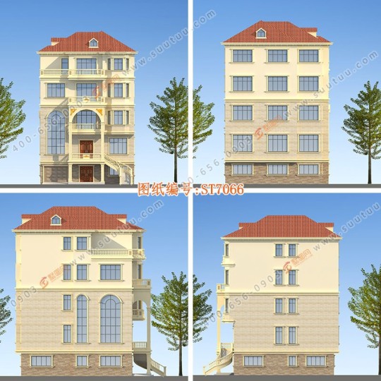 欧式五层别墅设计图效果图