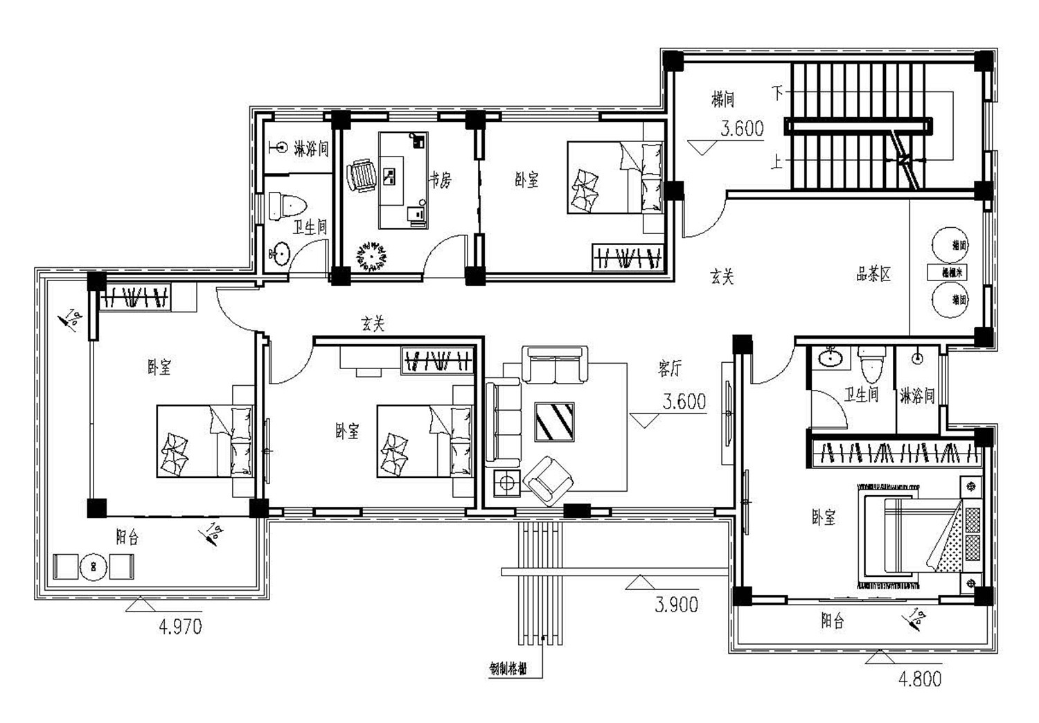 占地19x12四层带庭院自建别墅设计全套施工图