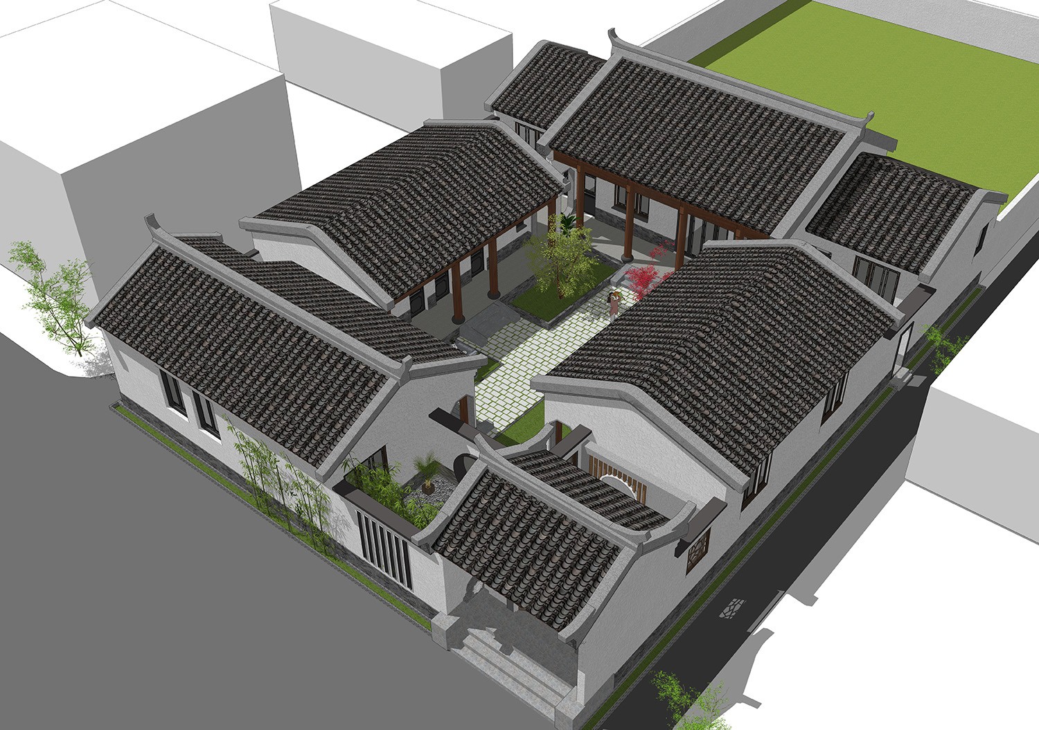 佔地20x26層自建四合院設計全套施工圖