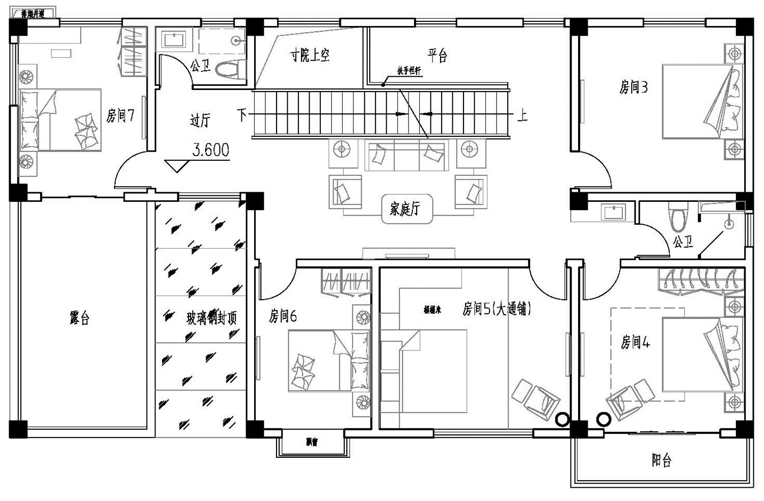 占地18x10二层带露台自建别墅设计全套施工图