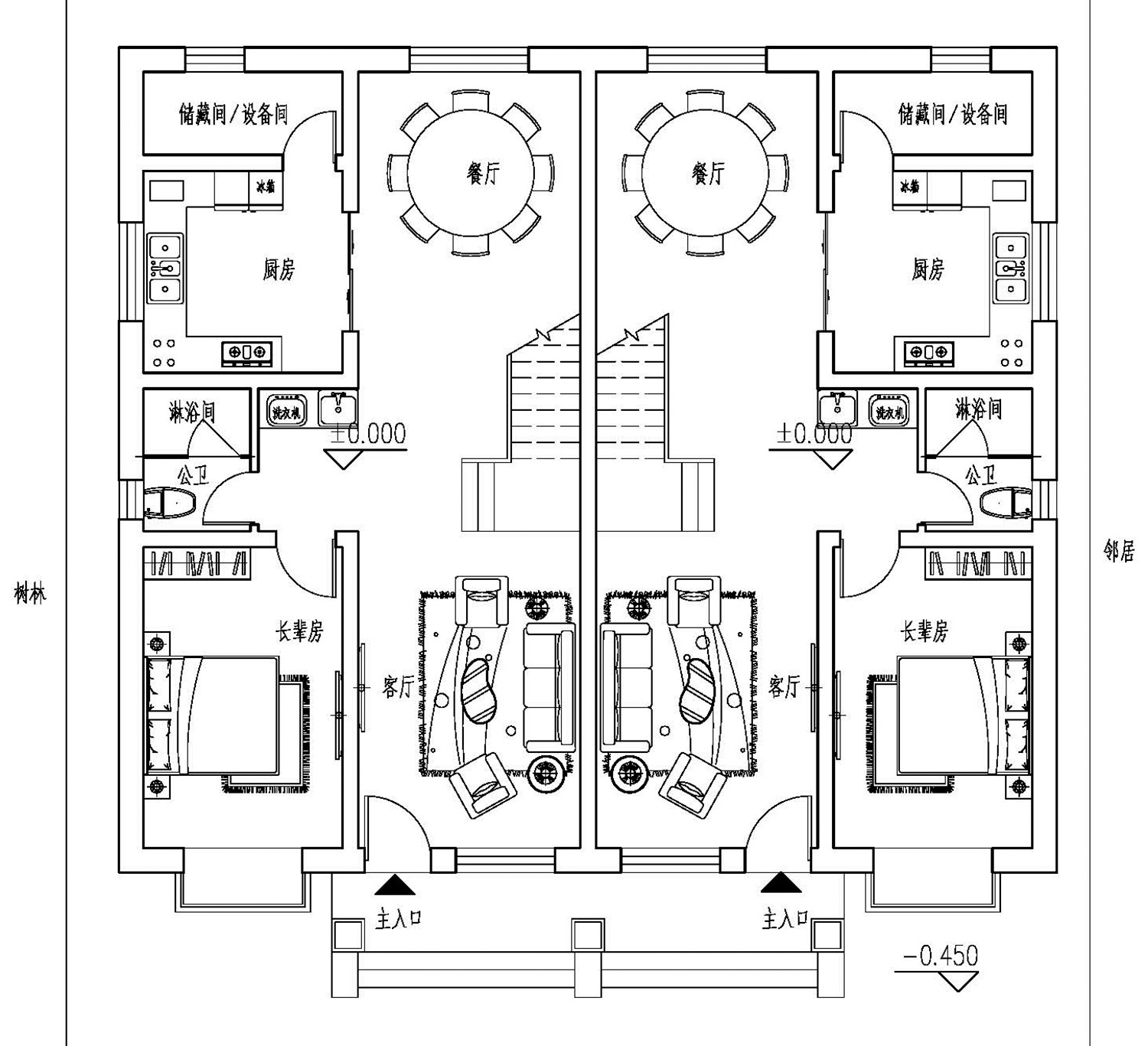 占地14x13二层双拼自建别墅设计全套施工图