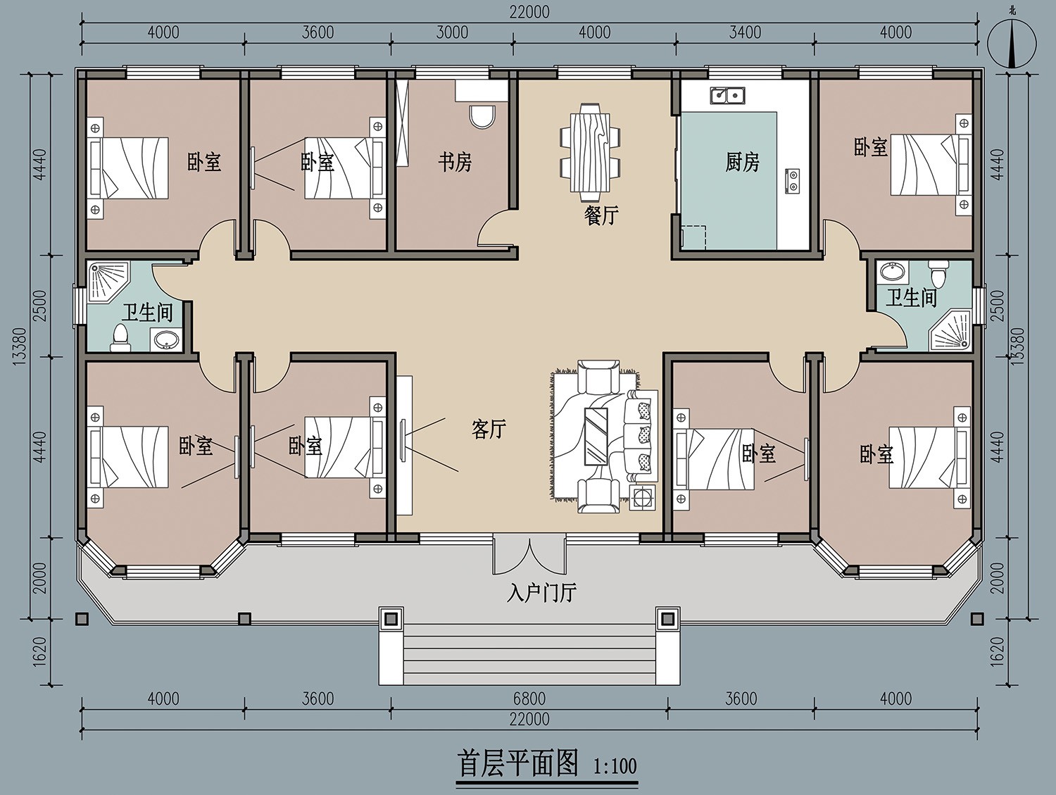 歐式一層別墅設計圖平面圖