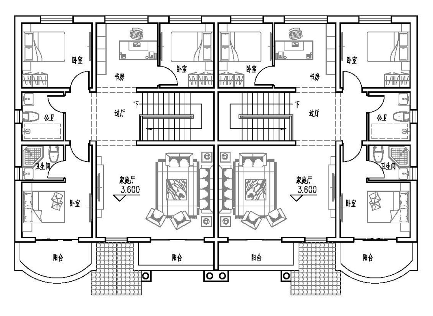 占地19x12二层双拼自建别墅设计全套施工图