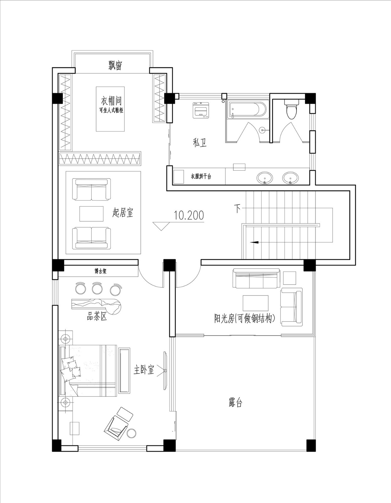 占地12x19四层带庭院露台自建别墅设计全套施工图