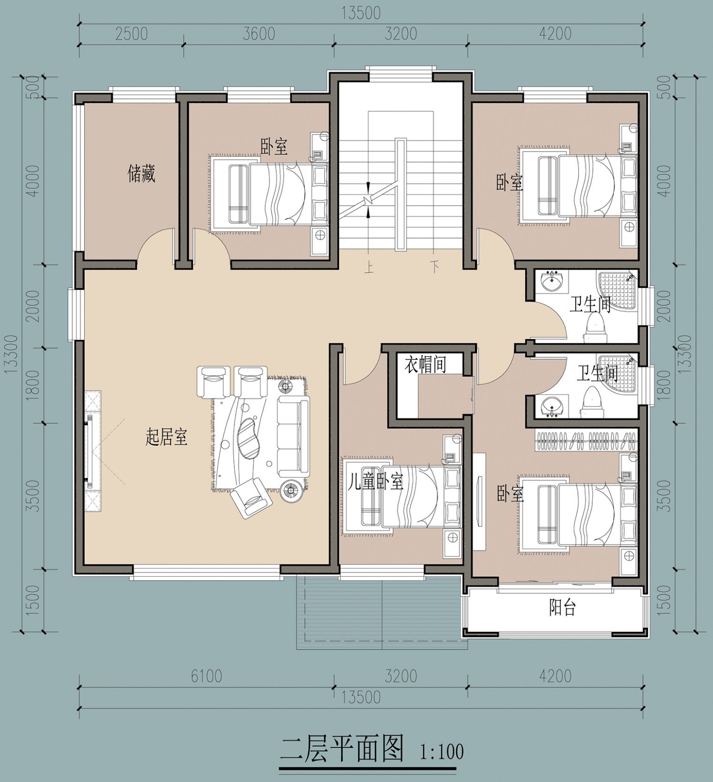 占地14x13三层带露台自建别墅设计全套施工图