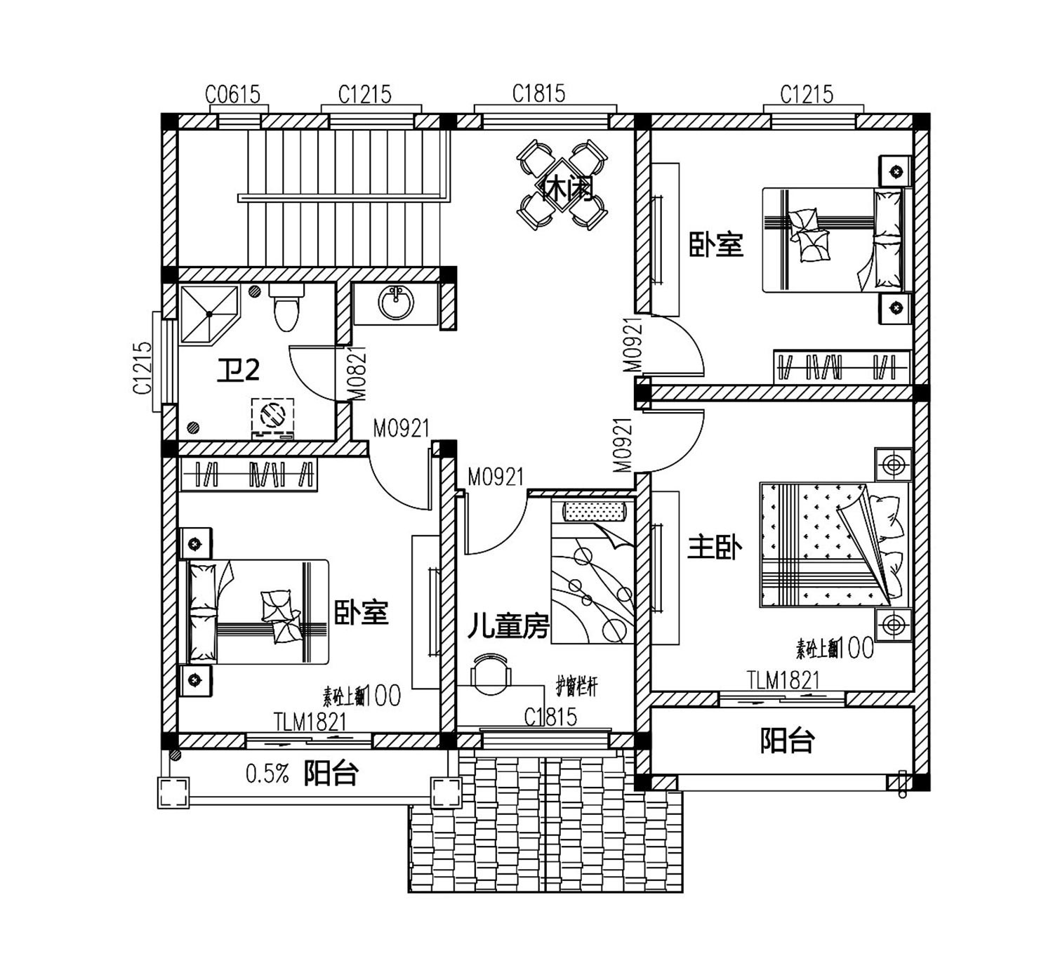 圖紙庫 > 佔地10x9二層帶車庫自建別墅設計全套施工圖