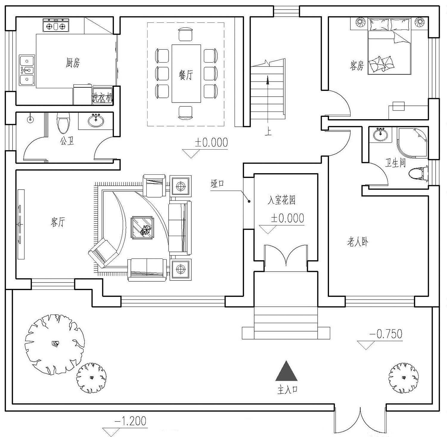 占地15x11二层带露台自建别墅设计全套施工图 