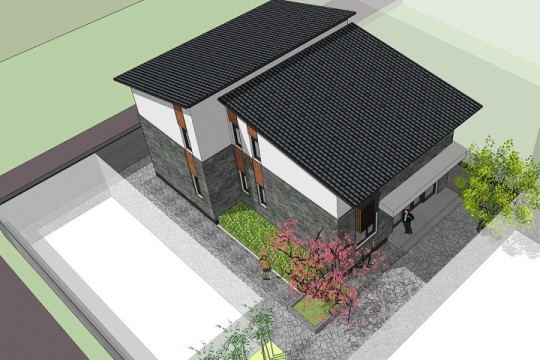 新中式二层别墅设计图"