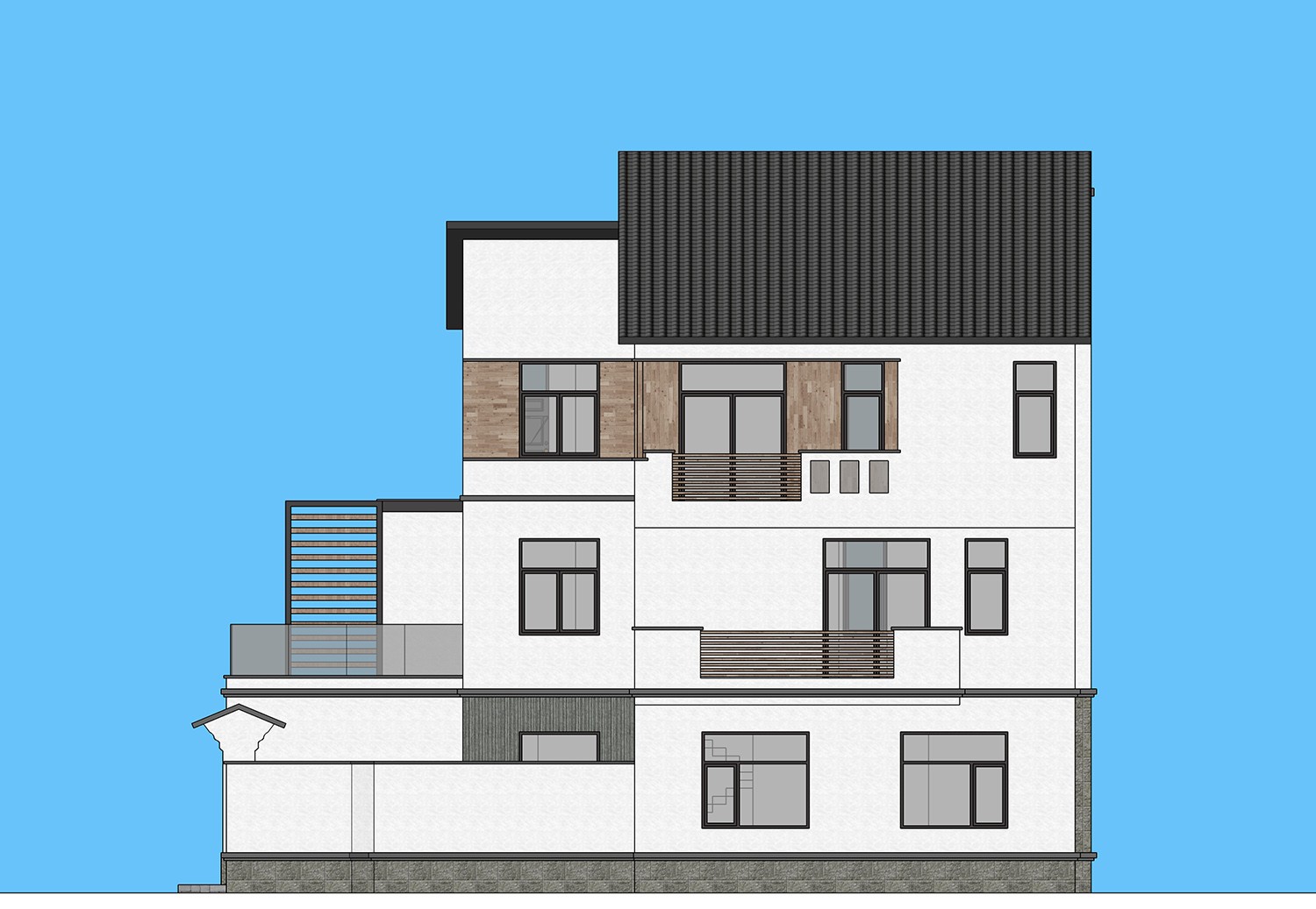 新中式三層別墅設計圖施工圖