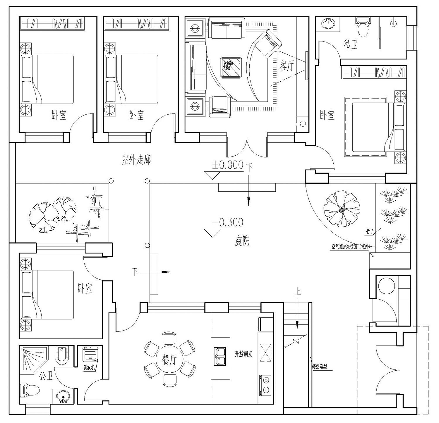 占地15x15一层自建四合院设计全套施工图