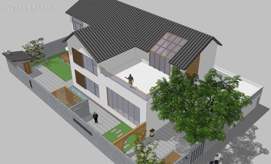 新中式二层别墅设计图效果图