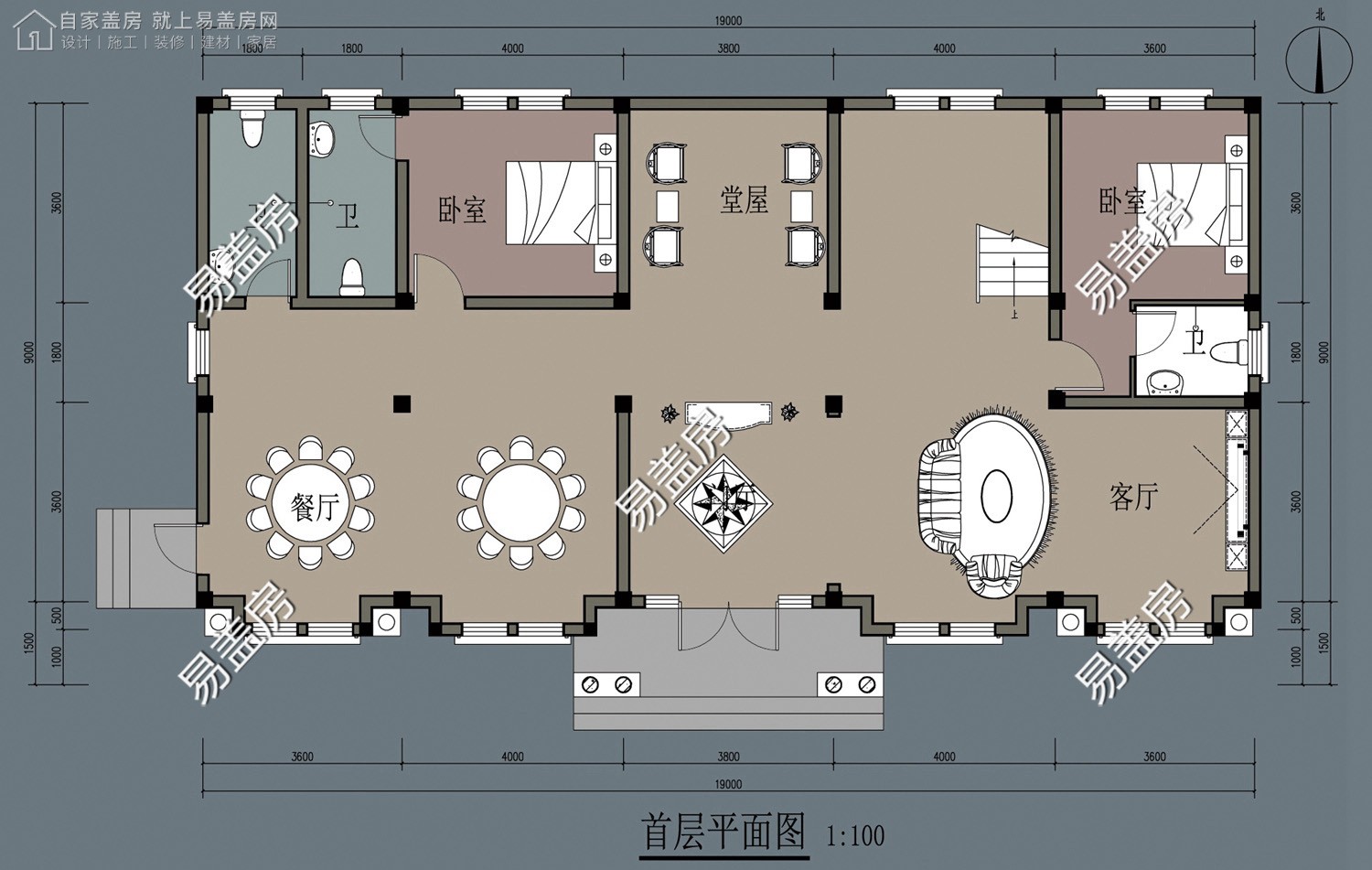 占地19x9二层欧式风格自建别墅设计全套施工图 