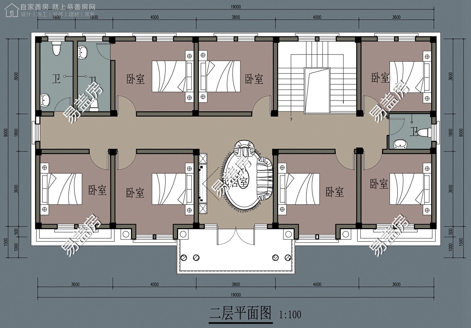 占地19x9二层欧式风格自建别墅设计全套施工图 