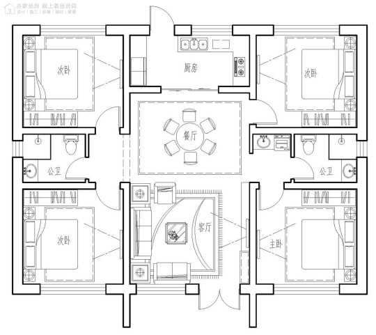 新中式一层别墅设计图平面图