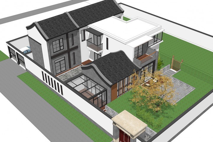 佔地17x17二層帶庭院自建別墅設計全套施工圖