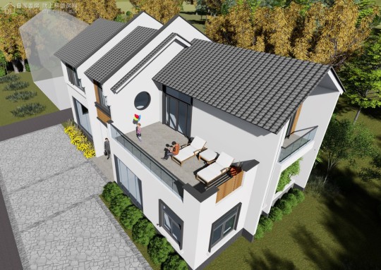 新中式二层别墅设计图效果图