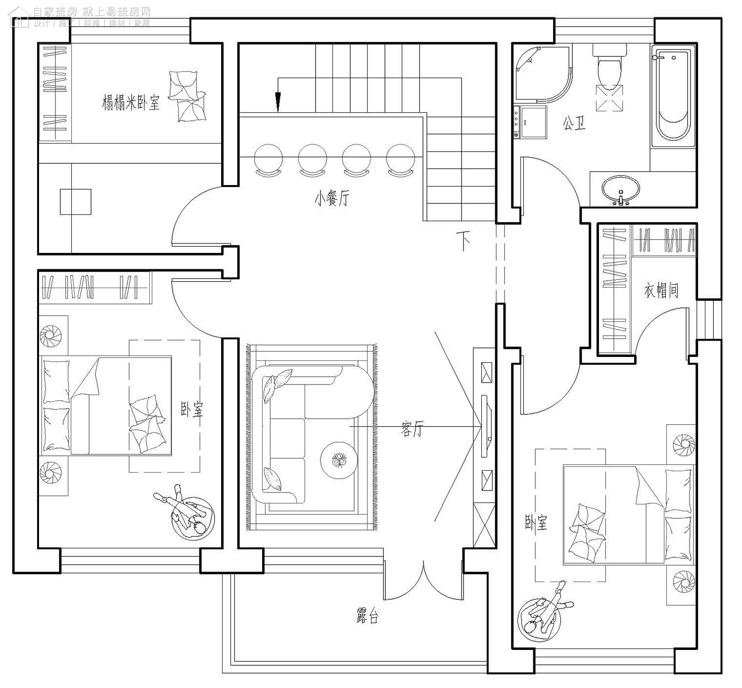 佔地11x10二層帶庭院車庫自建別墅設計全套施工圖 - 鄉村住宅在線