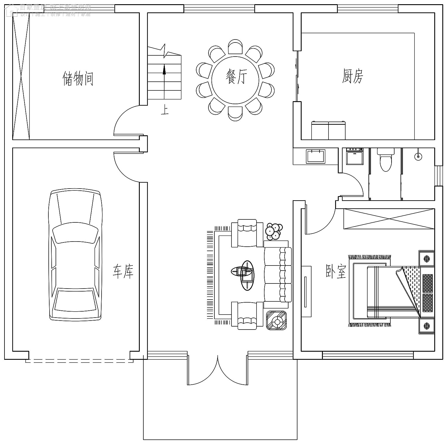 占地13x10二层带露台车库自建别墅设计全套施工图 