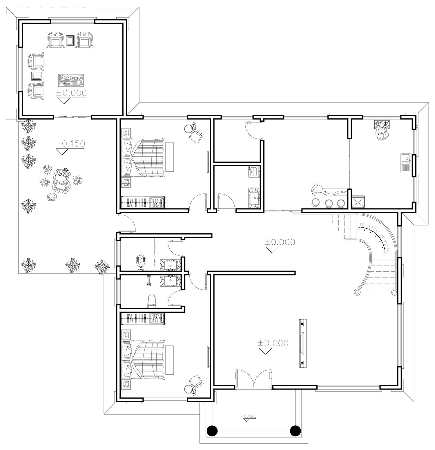 占地18x18三层带露台自建别墅设计全套施工图