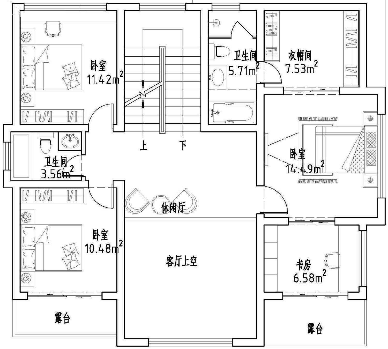 新中式二層別墅設計圖平面圖