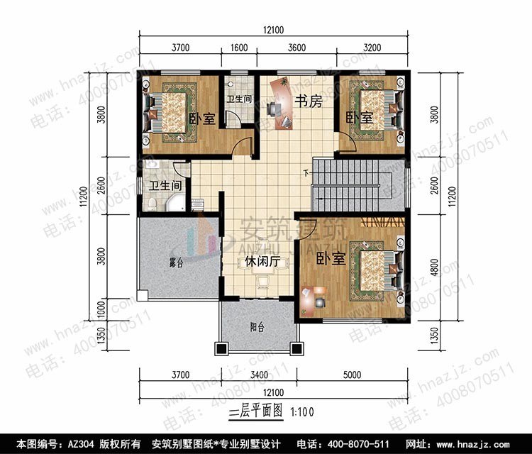 佔地12x11二層帶露臺自建別墅設計全套施工圖