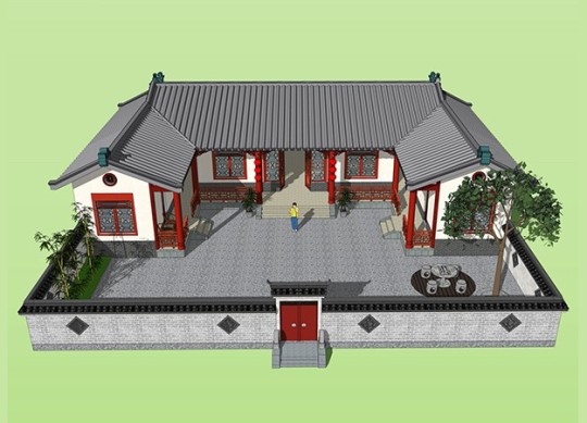 中式一层别墅设计图"