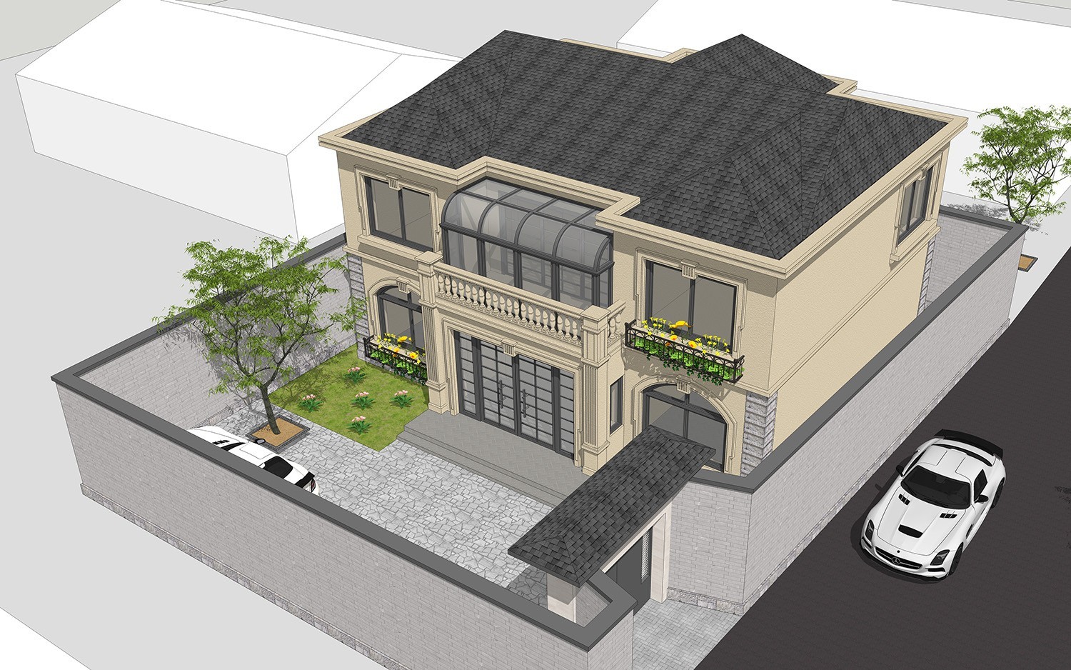 新中式二層別墅設計圖效果圖