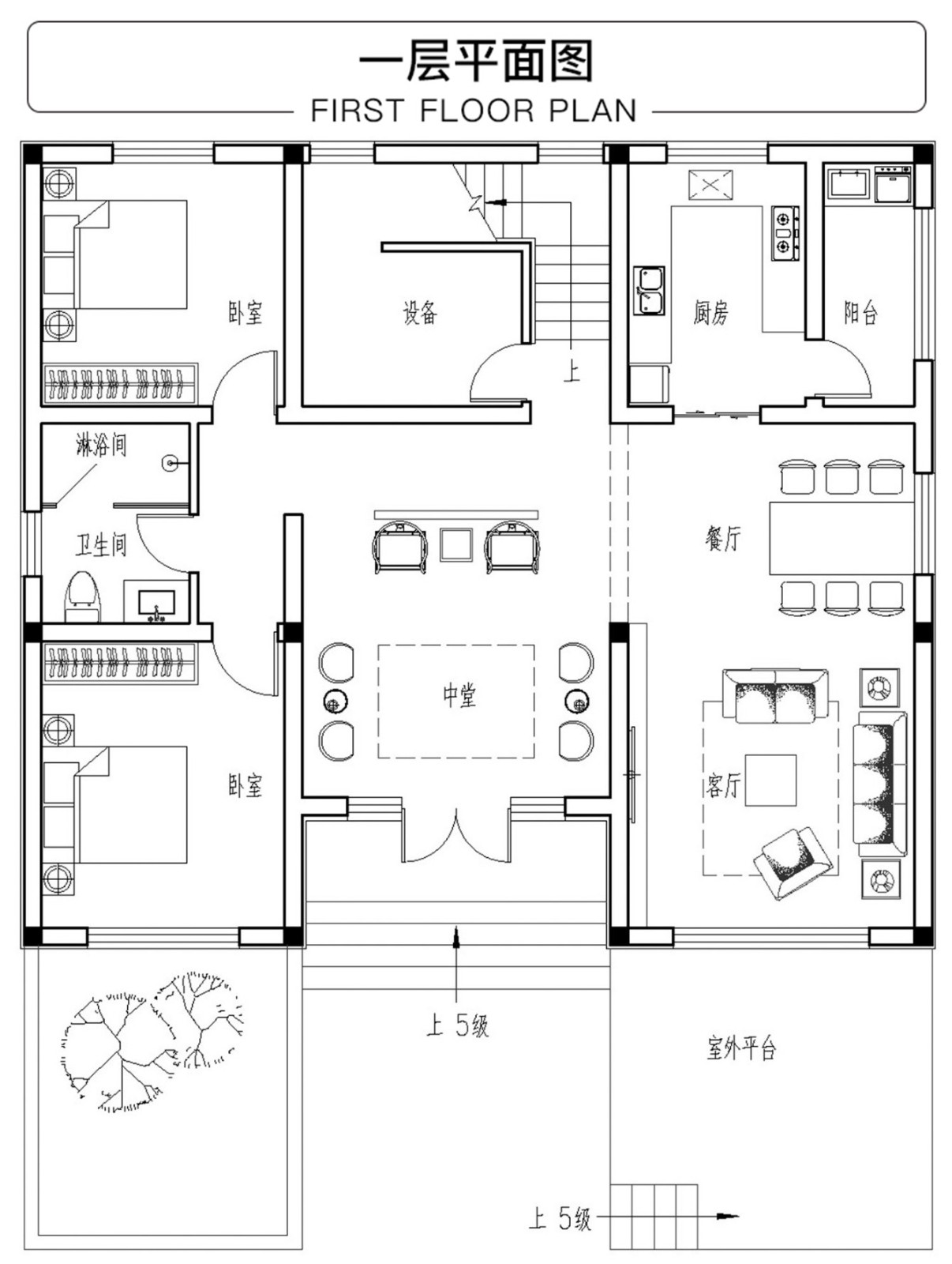 中式二層別墅設計圖平面圖