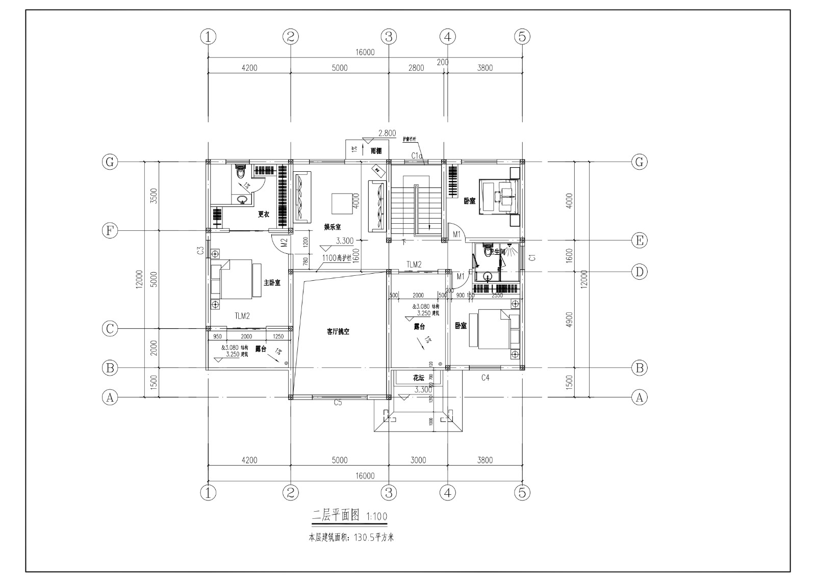 占地16x12二层自建别墅设计全套施工图