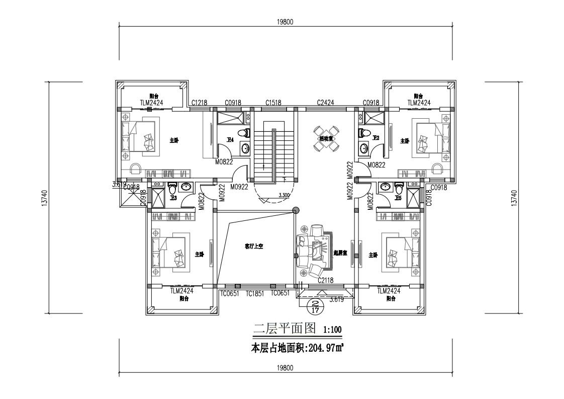 歐式二層別墅設計圖平面圖