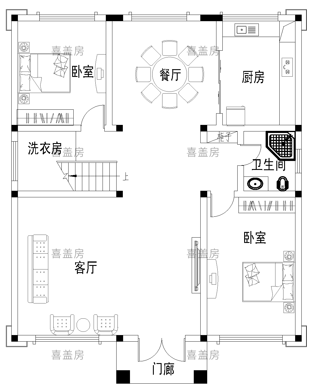 新中式二層別墅設計圖平面圖