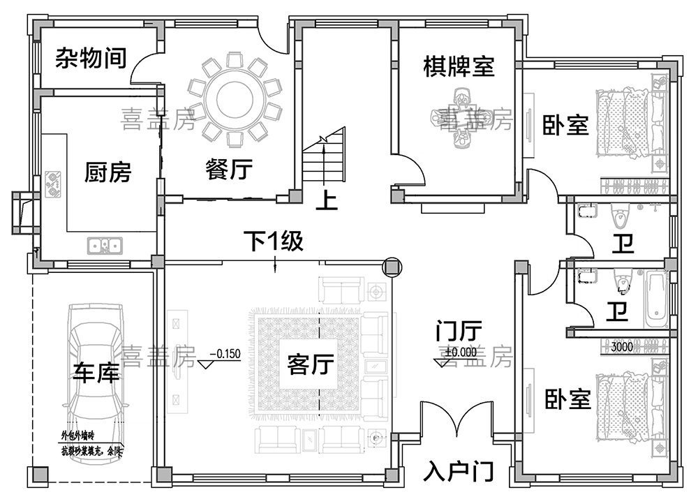 19x15二层别墅设计全套图纸 