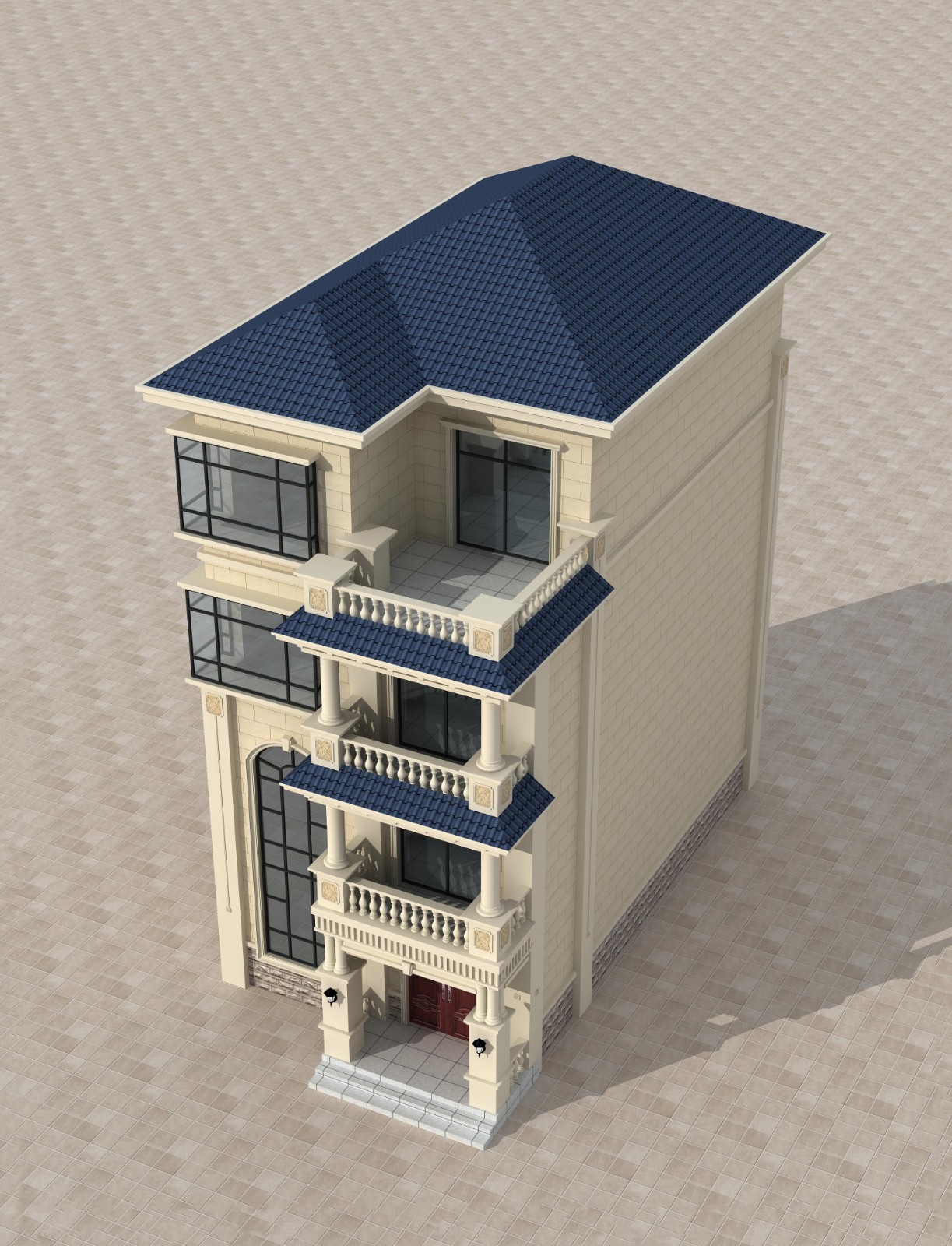 7x14米自建房屋效果图图片