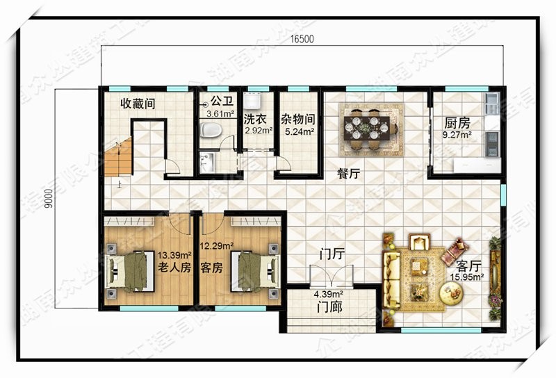 佔地16x9兩層經典歐式輕奢別墅設計圖紙,村裡最亮的一套房 - 鄉村住宅