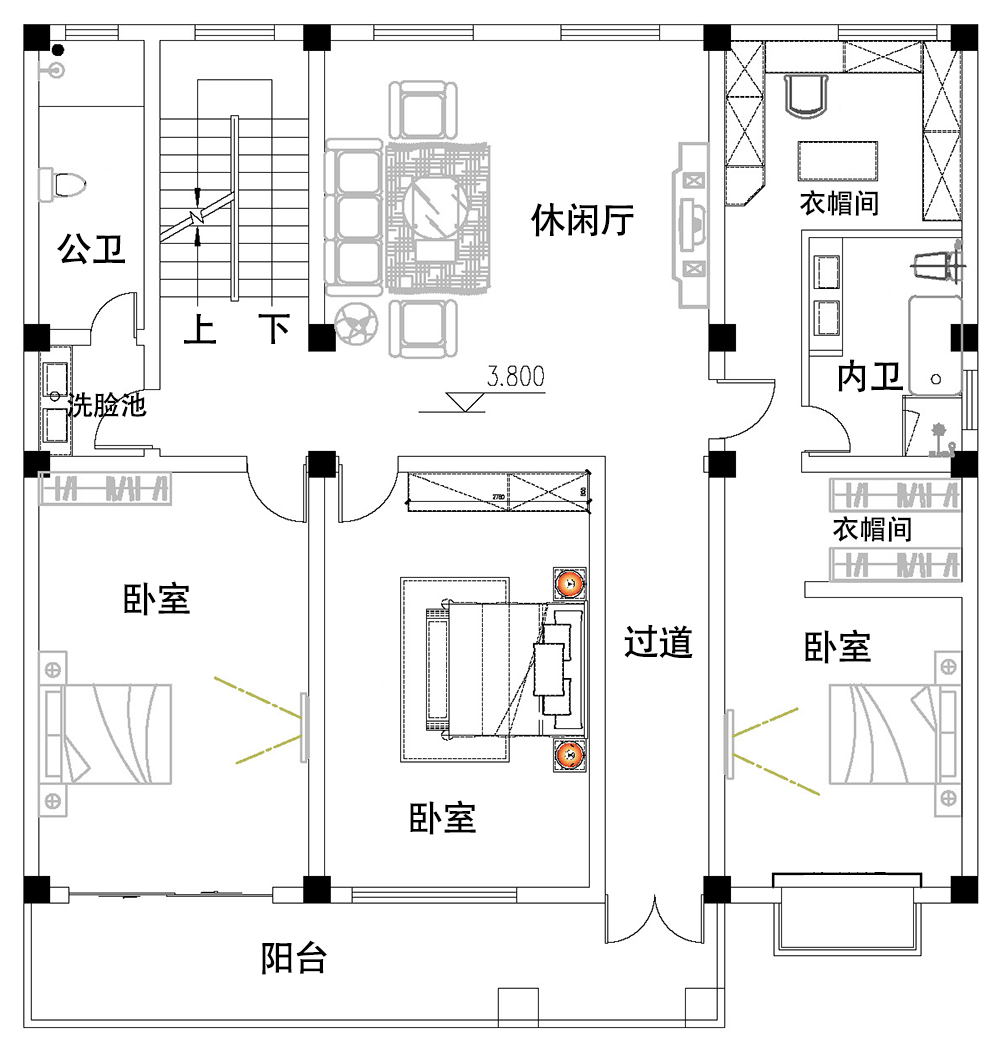 新中式三層別墅設計圖平面圖