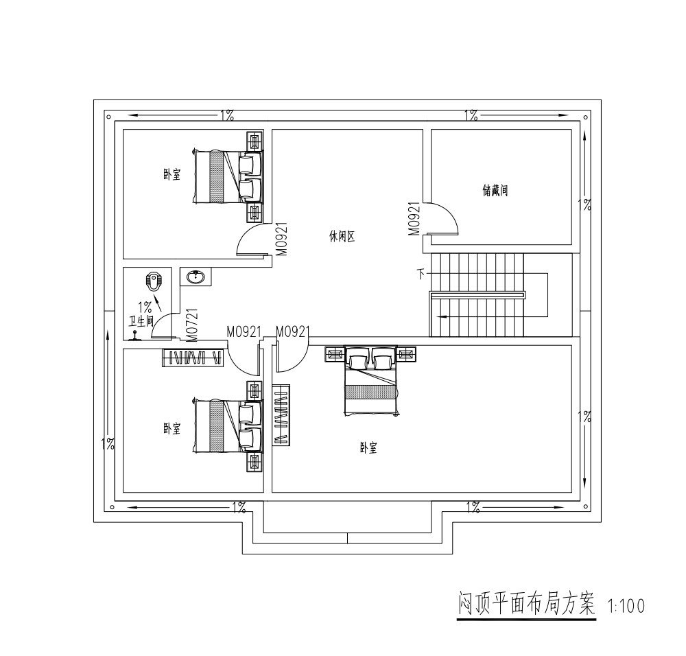 歐式一層別墅設計圖平面圖